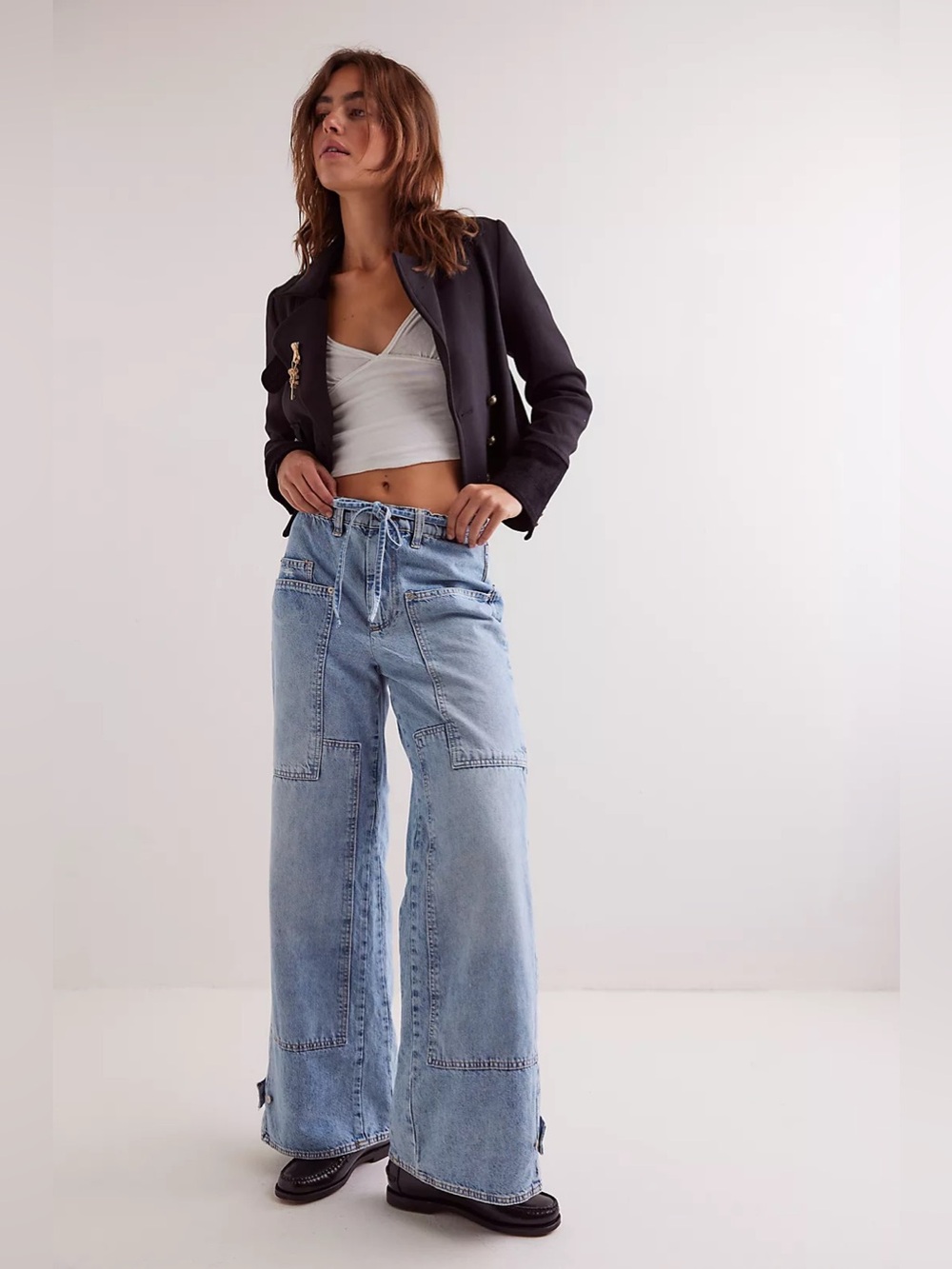 Free People We the Free CRVY Outlaw Wide-Leg Jeans Size Medium